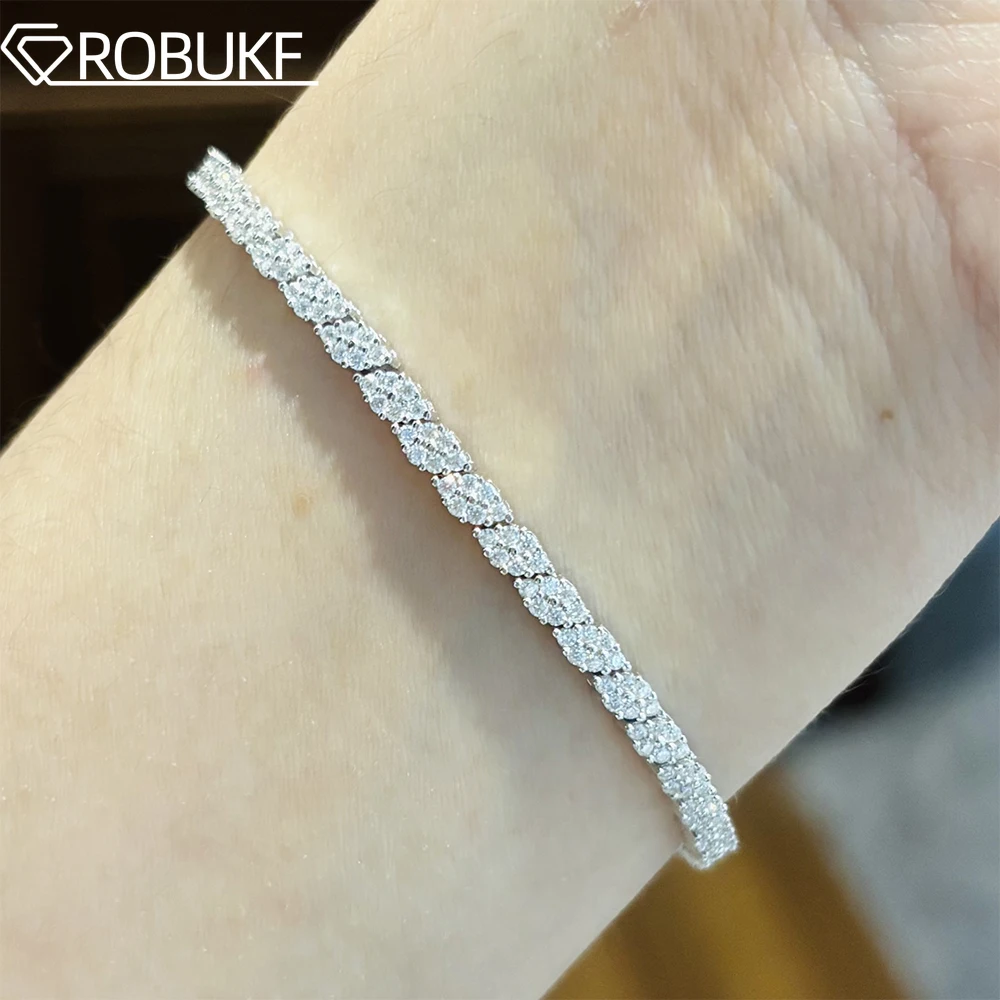 1.2mm Real Moissanite Diamond Tennis Bracelets for Women 925 Sterling Silver Plated 18K Prismatic Style Bracelet GRA Certificate