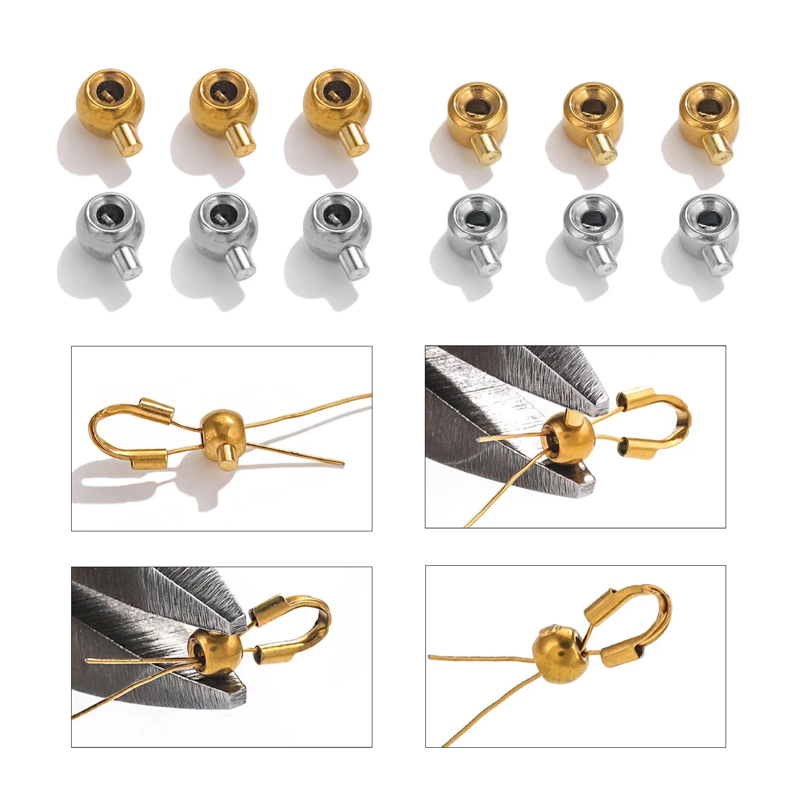 

10 шт., цветные бусины-разделители золотого, серебряного цвета, зажим для ожерелья, браслета, изготовления ювелирных изделий, набор разделительных бусин из нержавеющей стали