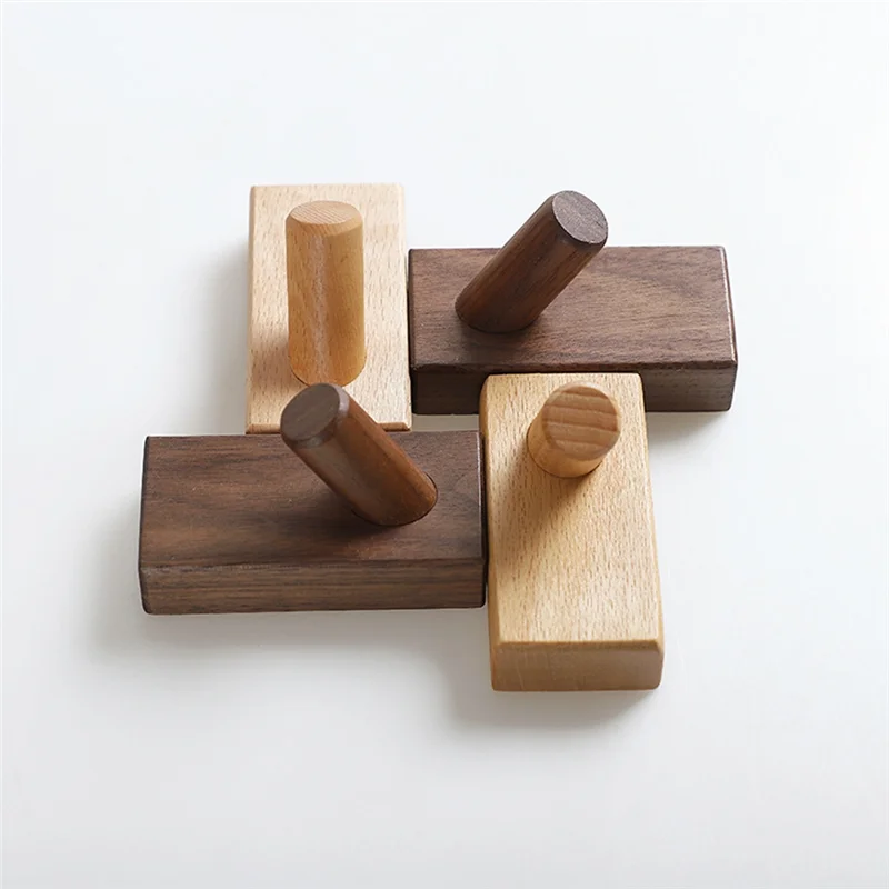 

Simple Solid Wood Hooks Clothes Hangers Bathroom Wall Hooks Bedroom Coat Storage Racks Home Towel Key Decorative Hooks