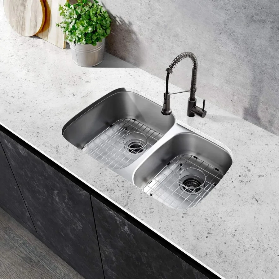 Undermount Single or Double Bowl 16 Gauge Stainless Steel Kitchen Sink with Multiple Size Options Including 30inch 31inch and 3
