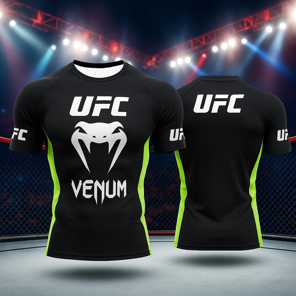 

UFC Men’s O-neck T-shirt Summer High Quality Short Sleeve Gym Training Sportswear for Boxing MMA Fitness Casual Top