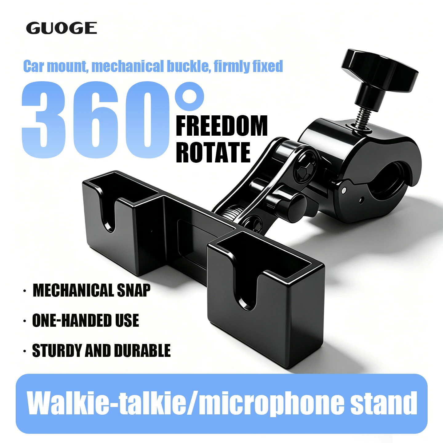 Walkie-Talkie, Handheld Radio, Car-Mounted Walkie-Talkie, Microphone Holder, Clamp Lock, Fixed Holder, Back Clip Holder