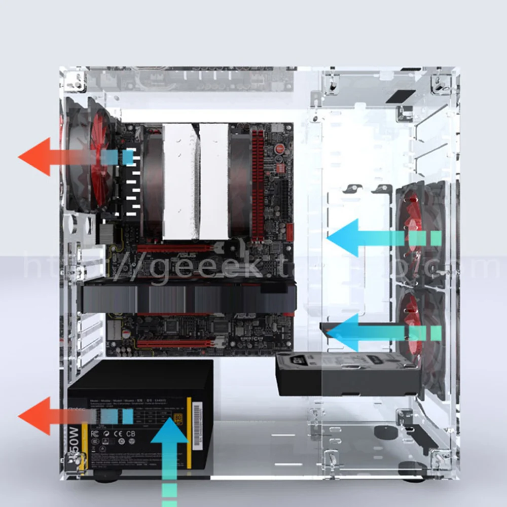 Diy アクリルコンピュータケースカスタマイズされたフル透明 atx 垂直