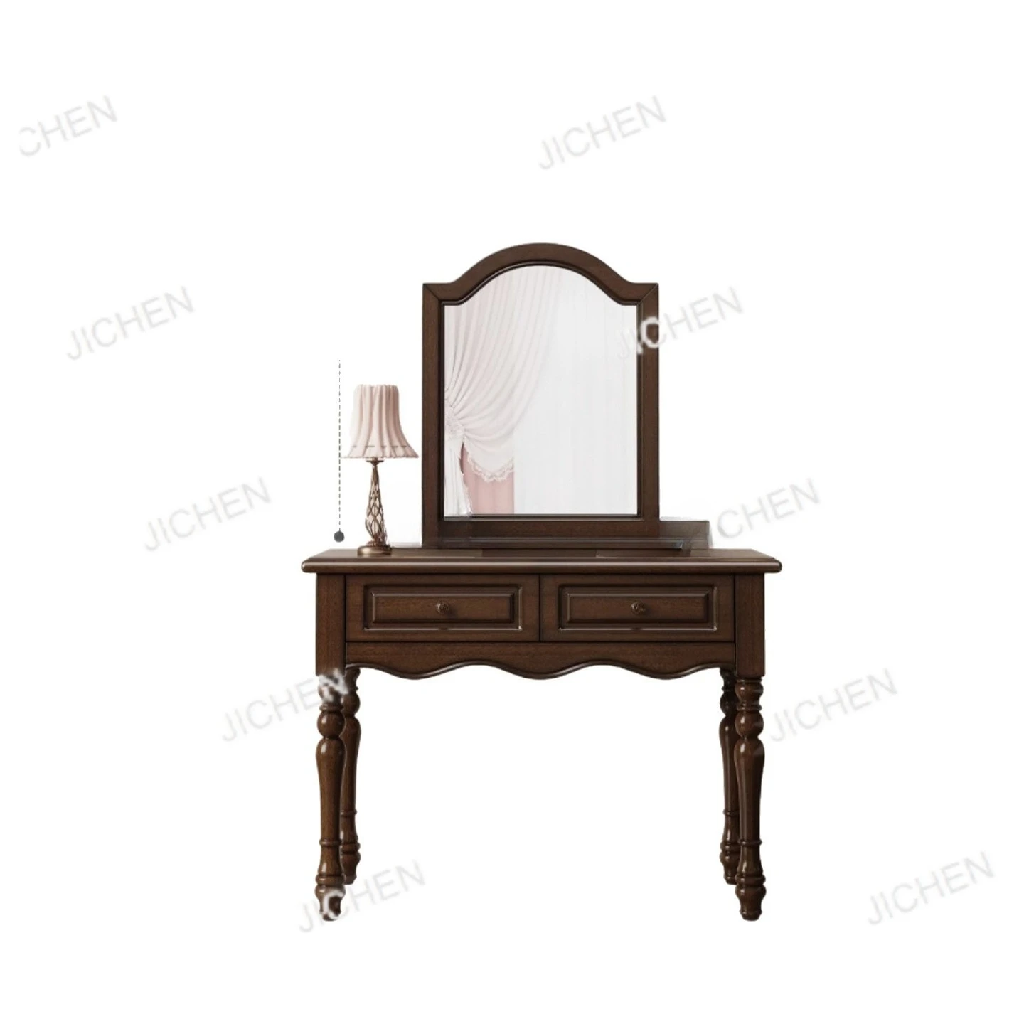 

Light luxury dresser household bedroom all solid wood makeup table small apartment retro country makeup table with mirror