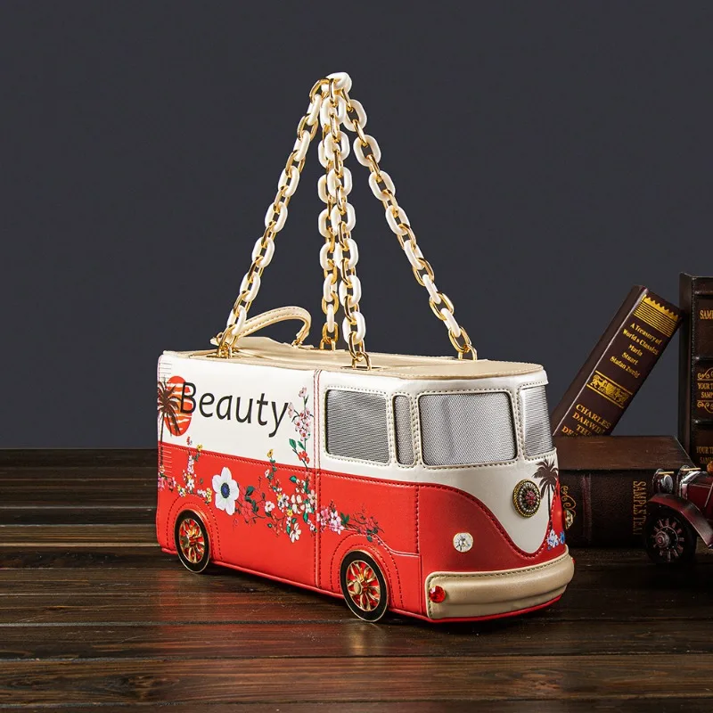 

Personalized Adult Creative Bag Couples Cute Bus Shaped Irregular Shoulder Bag Ins Design Unisex Niche Acrylic Chain Handbag