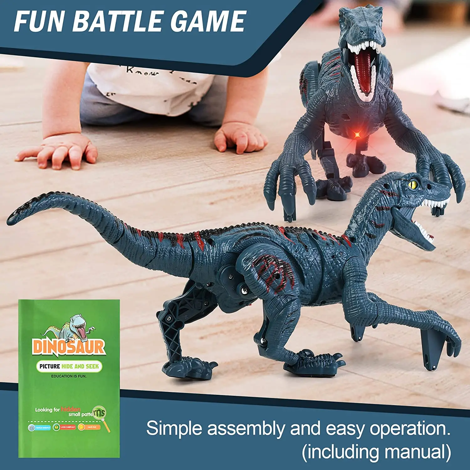 Remote Control Dinosaur RC Animals Electric Velociraptor Model Toy Imitates Walking and Singing Robot Toys for Boys Kids Gift