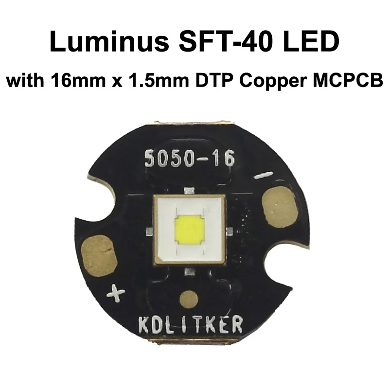 Luminus SFT-40 Long Range High Power SMD 5050 LED on KDLITKER DTP Copper MCPCB Flashlight DIY