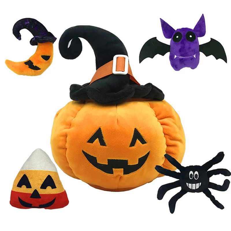 Halloween Plush Toy Pumpkin Pillow Plush Toy Demon Bat Spider Moon Candy Doll Set Kid Halloween Gift Baby Adult Plush Pillow