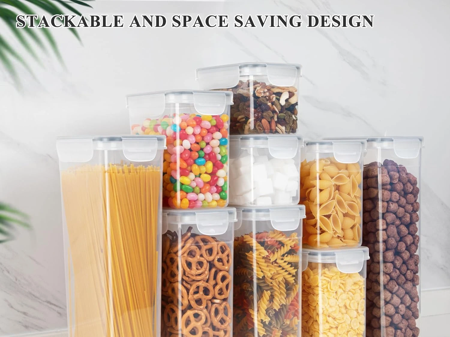 Airtight Food Storage Container Set, BPA Free Kitchen Pantry Organization, Kitchen Canisters for Cereal, Spaghetti