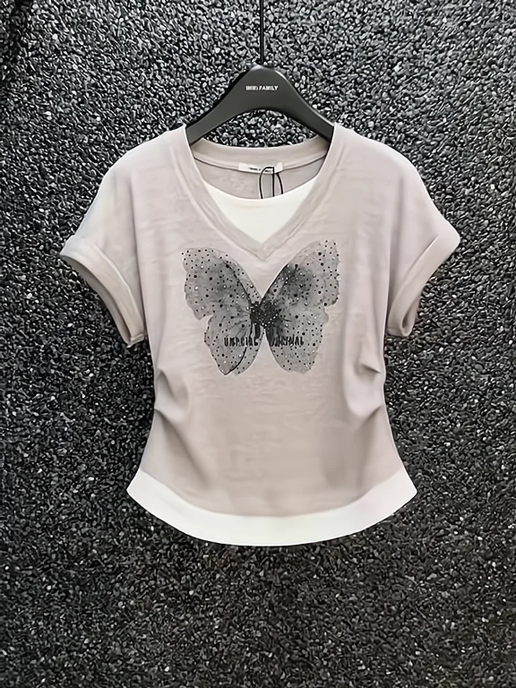 

Design Sensation ort Sve ort T-irt Women's Faion Slimming Top Summer New Sle Versatile Korean Version Commute Sle