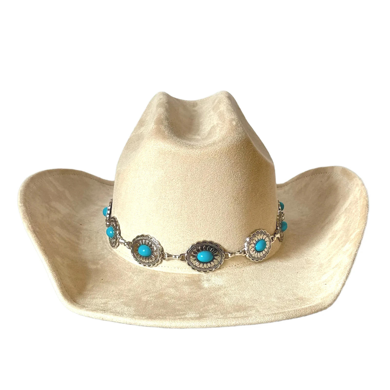 Felt Western Hat Stylish Daisy Chain Jazz Cap Wide Brim Cowgirl Hat for Daily Life Party