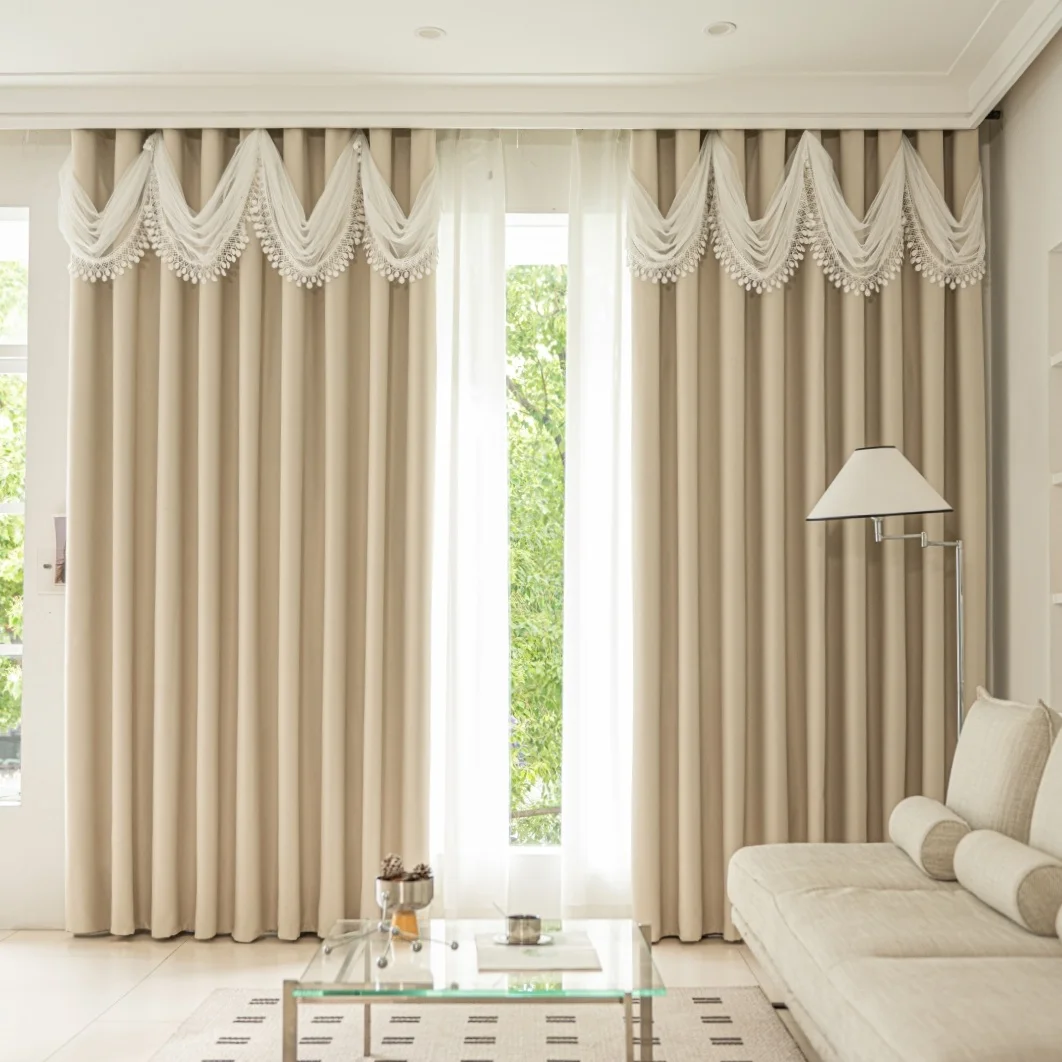 1 Stück Moderne Prinzessinnen-Stil Doppelschichtige Verdunkelungsvorhänge, Elegante Heimdekoration für Wohnzimmer und Schlafzimmer
