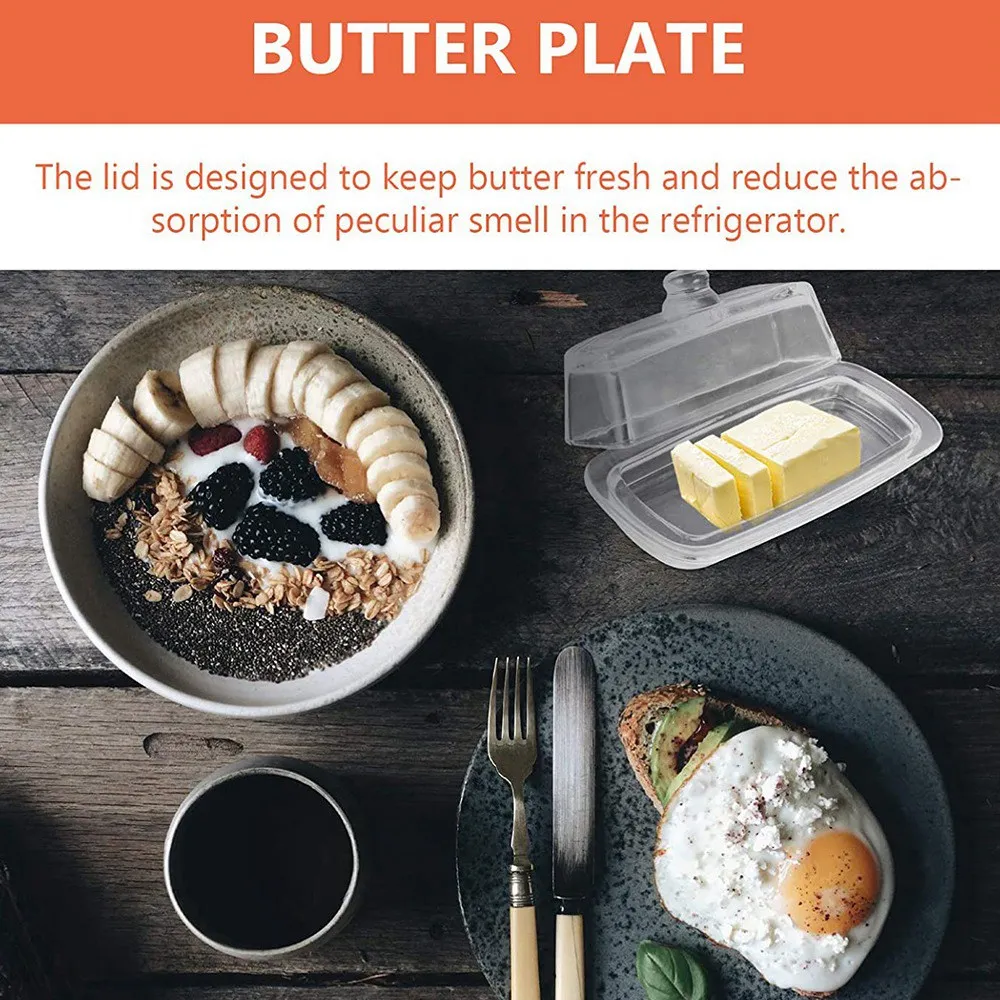ABRW-Glass Butter Dish With Lid Cream Cheese Dish Clear Butter Dish Butter Butter Tray Keeper Stands For East Coast Butter