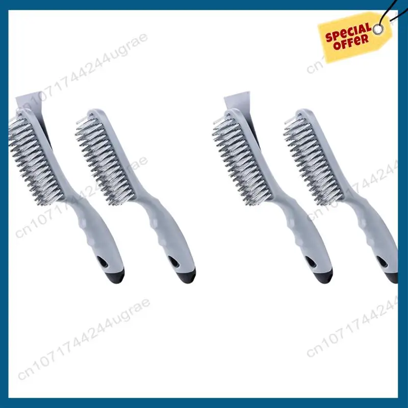 

-A15I Stainless Steel Wire Brush Set 4Pcs, With Strong Handle & Metal Scraper,For Cleaning Welding Slag & Rust,Dust