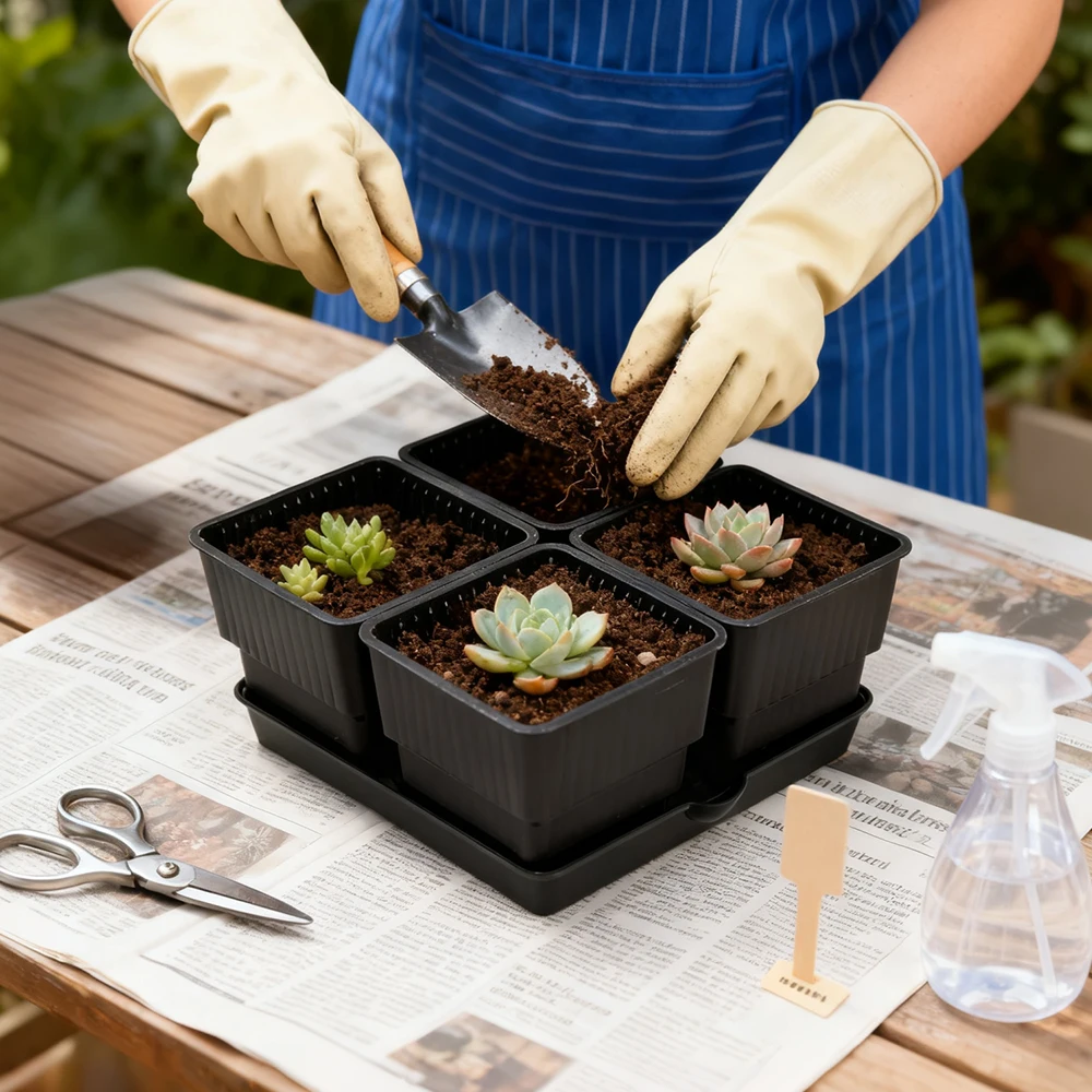 أصيص شبكي أسود قابل للتنفس وصديق للصرف، أوعية عصارية لزراعة الصبار - مثالي للمبتدئين