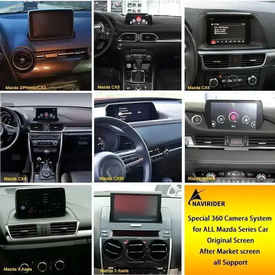 360 Cameras System HD 1080P Screen For Mazda Cx5 Cx3 Cx7 Cx4 Cx9 Rx7 Rx8 Atenza Alexa 6D Cameras Automatic Cycle Reverse Video