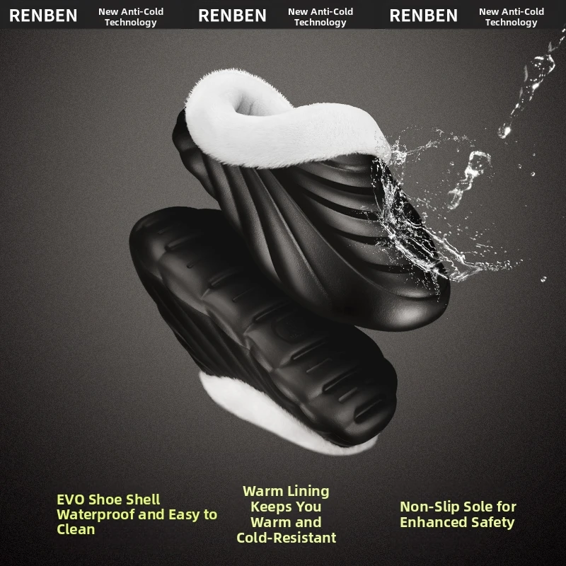 زوج واحد من شباشب القطنية الدافئة، مضادة للانزلاق، مقاومة للماء وأكثر راحة ماصة للصدمات