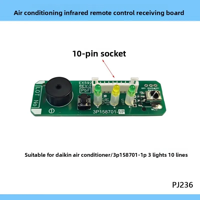 IR Receiver Sensor Control Board 3P158701-1P Air Conditioner Buzzer Button Panel Cooling Unit Replacement Parts