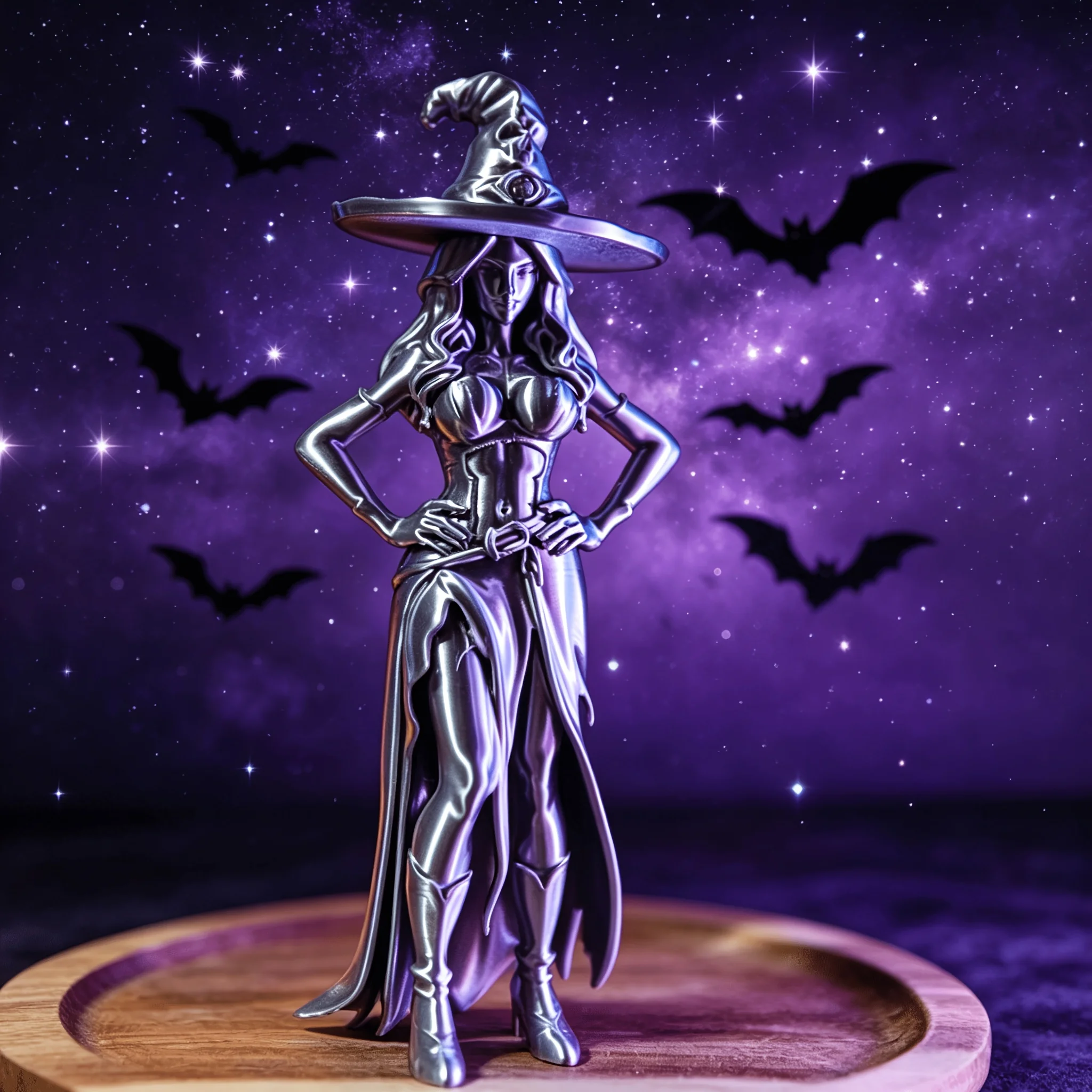 Fantasy Mini Witch Figurine 3D Printed Witch Statue Magical Ornament Halloween Tabletop Decor Witchcraft Home Desktop Decor Gift