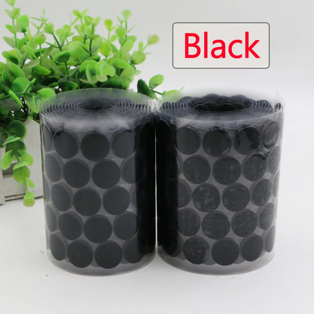 Self Adhesive Fastener Tape Dots 10/15/20/25/30mmSticker Dots Adhesive Tape White Black Round Hook Loop Boob Tape Strong Glue