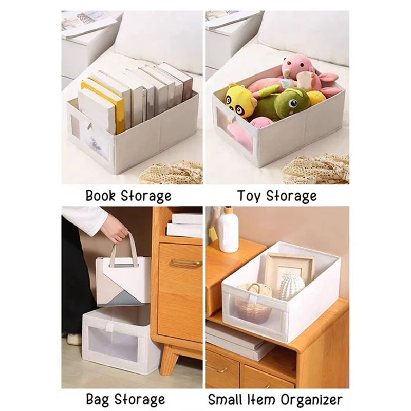 

ABWR-8 Pack Storage Bins, Storage Containers For Organizing Clothing, Jeans,Closet - Closet Organizers And Storage Beige