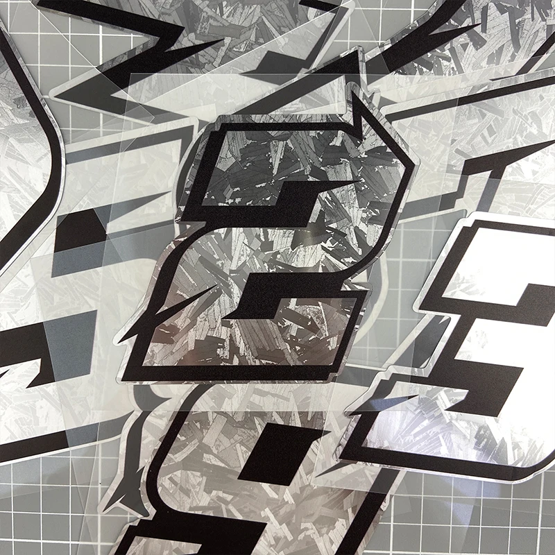 1PC Silver Carbon Fiber Vinyl Number Motorcycle Sticker Waterproof DlY Helemt Front Windshield Fuel Tank Scooter Vinyl Decal image 4