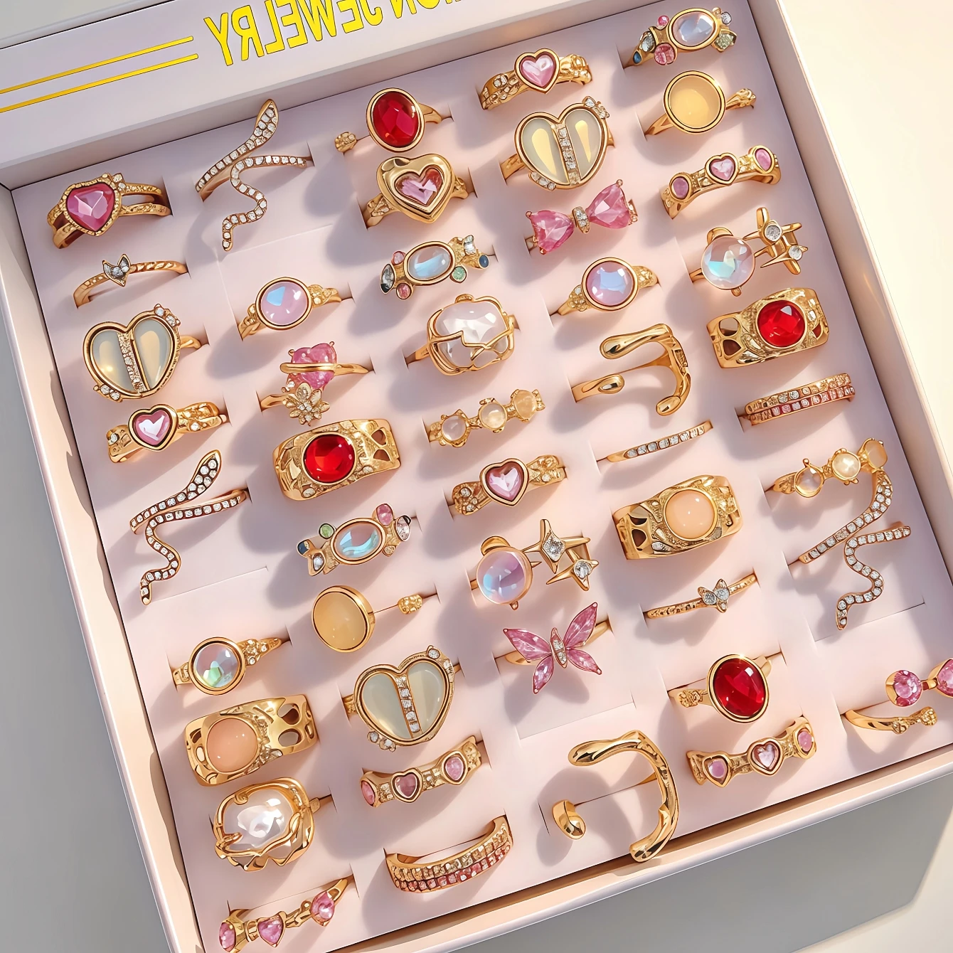 6/8/15/20/25/30Pieces Fashion Heart Love Butterfly Rings Set For Women Mix Style Trendy Open Adjustion Daily Jewelry Party Gift