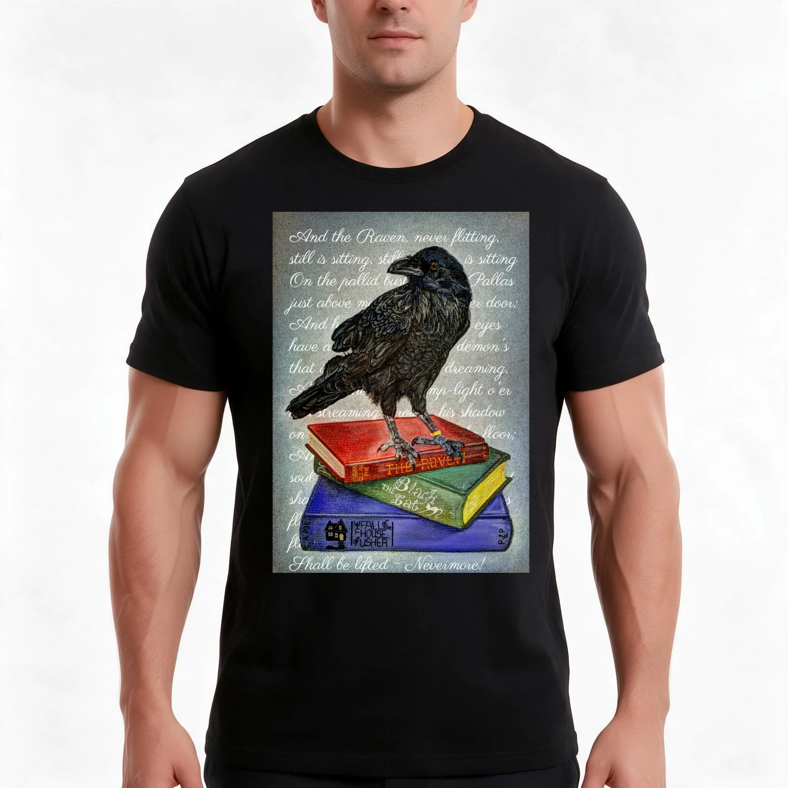 Surreal Raven - Original Artwork - Inspired by Edgar Allan Poe Poem T-Shirt, Summer Casual Cotton Tee, Oversized Streetwear Tops