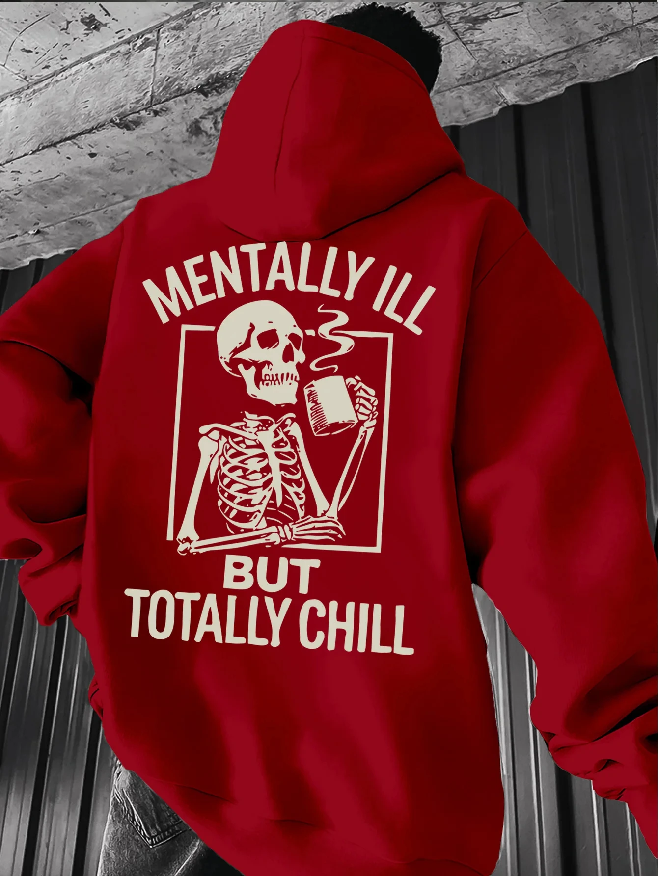 Men's Vintage Gothic Skull Pattern Hooded Shirt, Unisex Street Style Oversized Sports And Casual Jacket Top Fashion Pullover