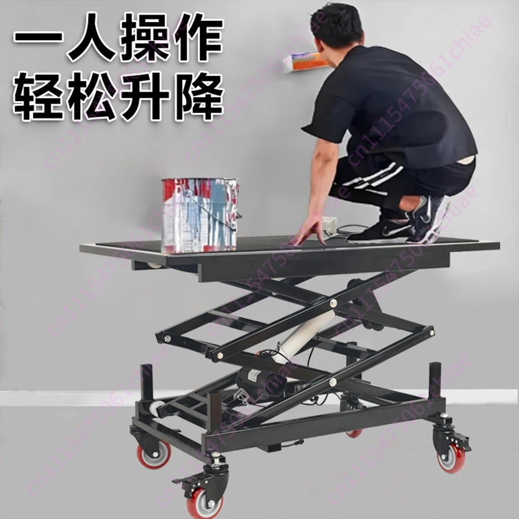 Electric Lifting Stool  Mobile Trolley Lift Platform 180kg Load-bearing Scissor Lift Interior Decoration Tiling Trolley