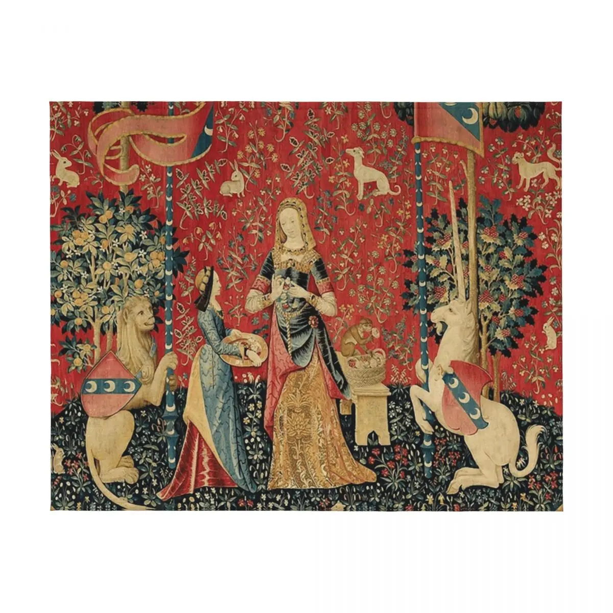 السيدة والوحيد القرن: بطانية رمي Mon Seul Désir مشعر لطيف منقوشة زينة عيد الميلاد أريكة لحاف البطانيات #2