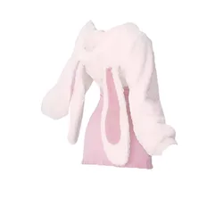 Rabbit Ears Sweet Chic Fashion Long Sleve Sexy Women Cardigan + Slim All Match Bow Patchwork Dresses New 2 Set Ropa Mujer