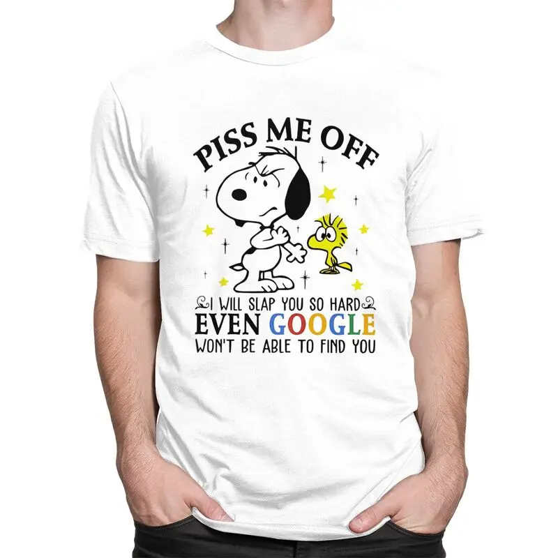 Custom Cool Cute Cartoon Snoopy T Shirt Men Short Sleeves Pure Cotton T-shirt Tees Fashion Tshirts