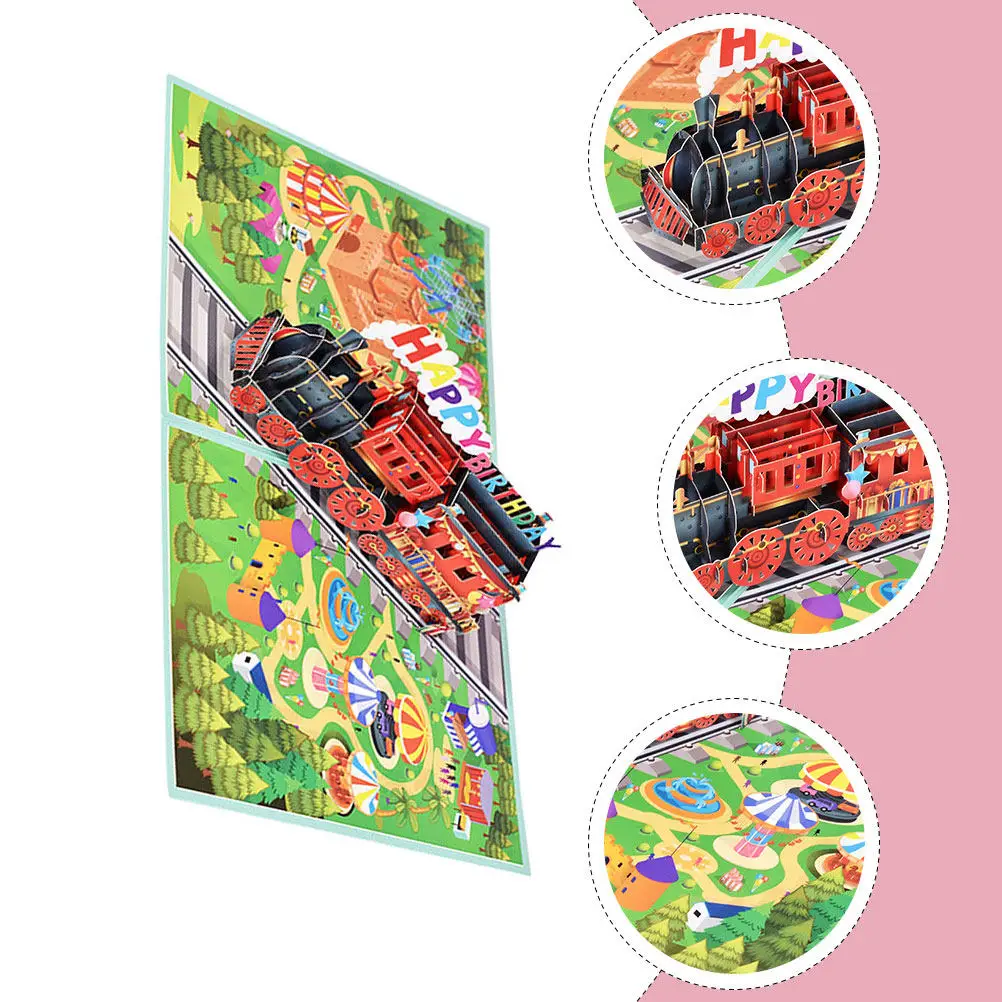 

Набор из 1-2 открыток-сюрпризов в виде поезда на день рождения, креативные, ручной работы, из бумаги, для поздравлений и подарков на праздники