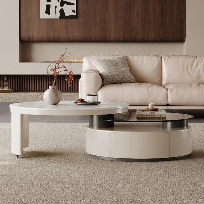 Oszczędzający Miejsce Luksusowy Stolik Kawowy Minimalistyczny Premium Efekt Kremowy Biały Stolik Kawowy Unikalny Prosty Couchtisch Dekoracja Domu
