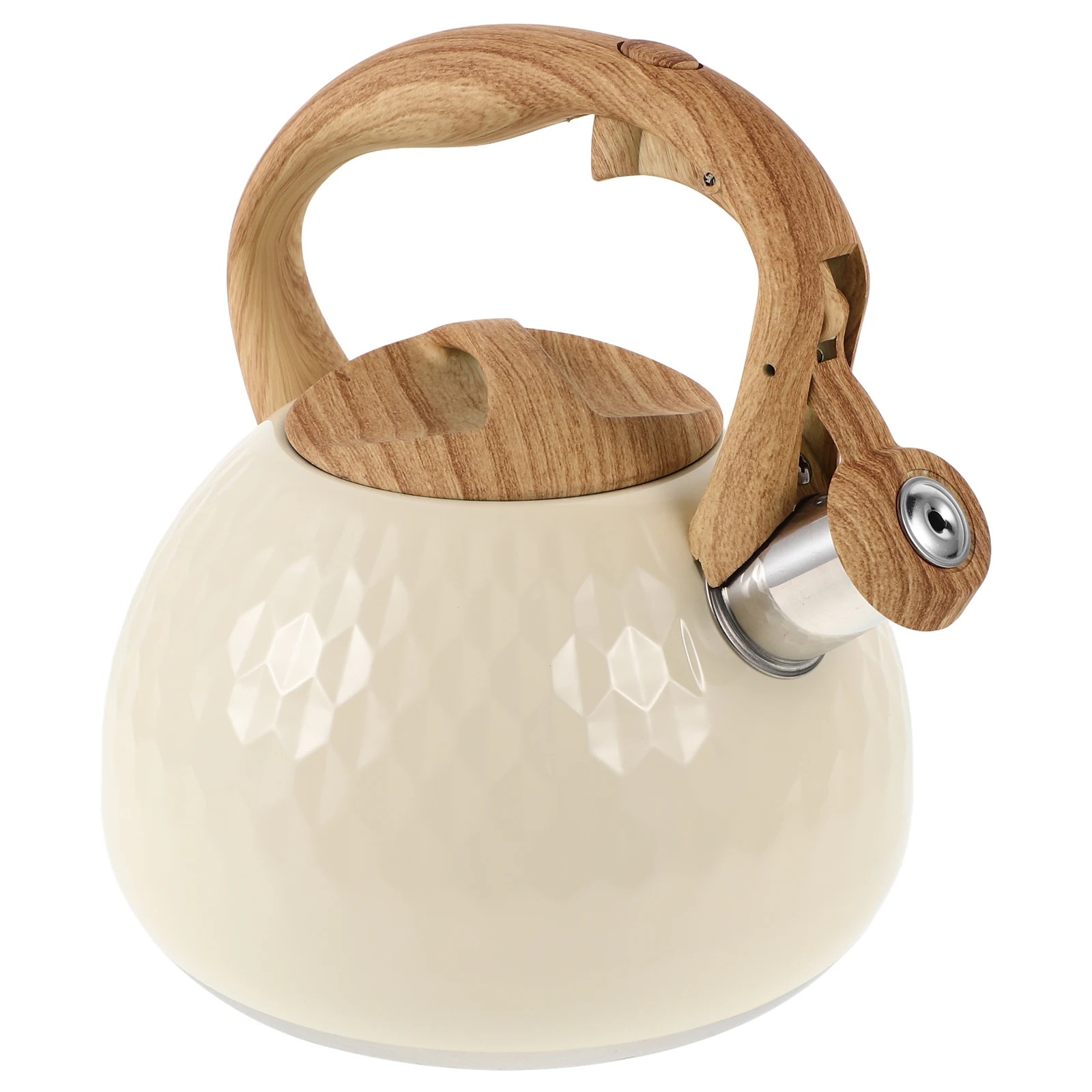 

Beige Hammered 3L Kettle Stovetop Coffee Pot Stainless Steel Large Capacity Water Boiler Kitchen Accessory