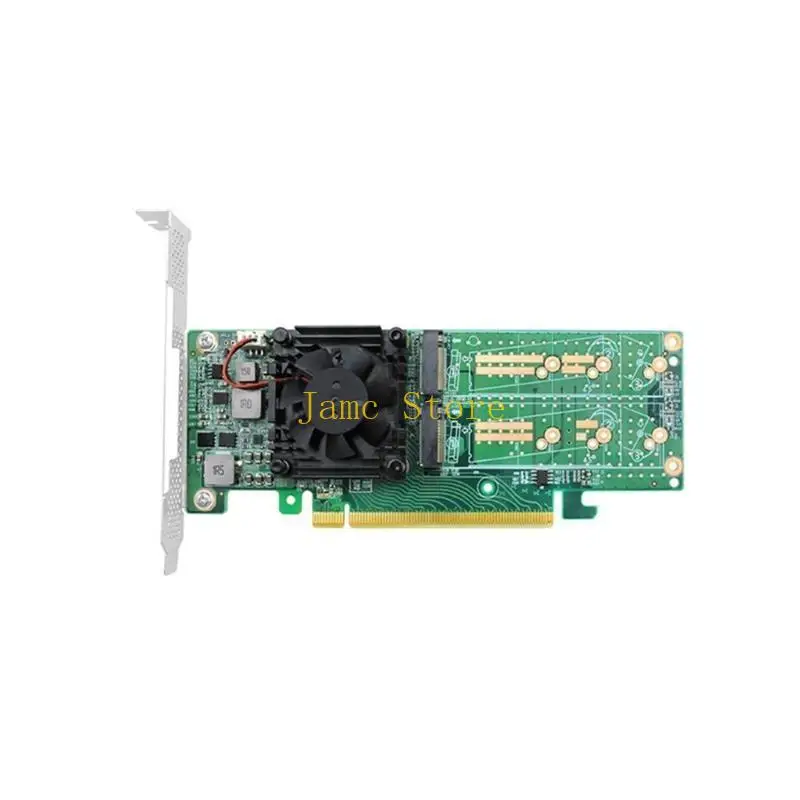 محول LX0B ذو 4 منافذ PCIe X16 إلى M.2 NVMe SSD مع مروحة تبريد PLX8747 للتحكم في الرقاقة لمهام البيانات المكثفة #2