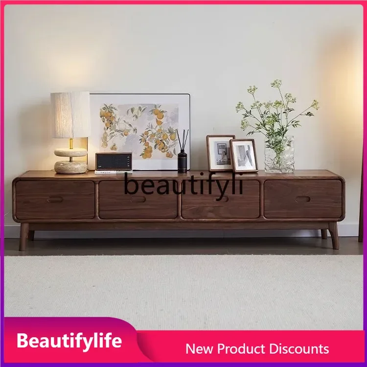 

MM46 Североамериканский черный орех, шкаф для телевизора из цельного дерева, гостиная, дом, скандинавский бревенчатый шкаф