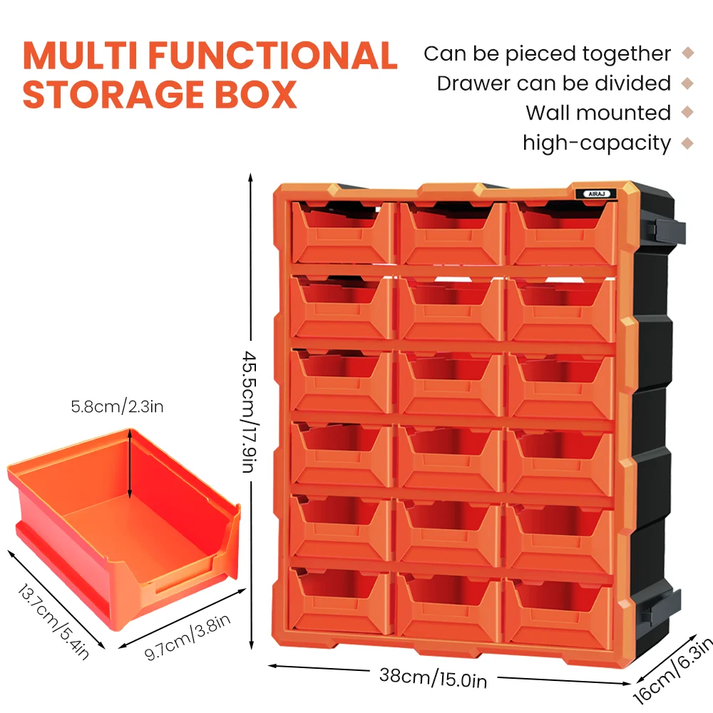 AIRAJ 18/39/60 lades multifunctionele onderdelendoos Transparante plastic opbergdoos - Spliceable 15 inch Home Storage Beste keuze
