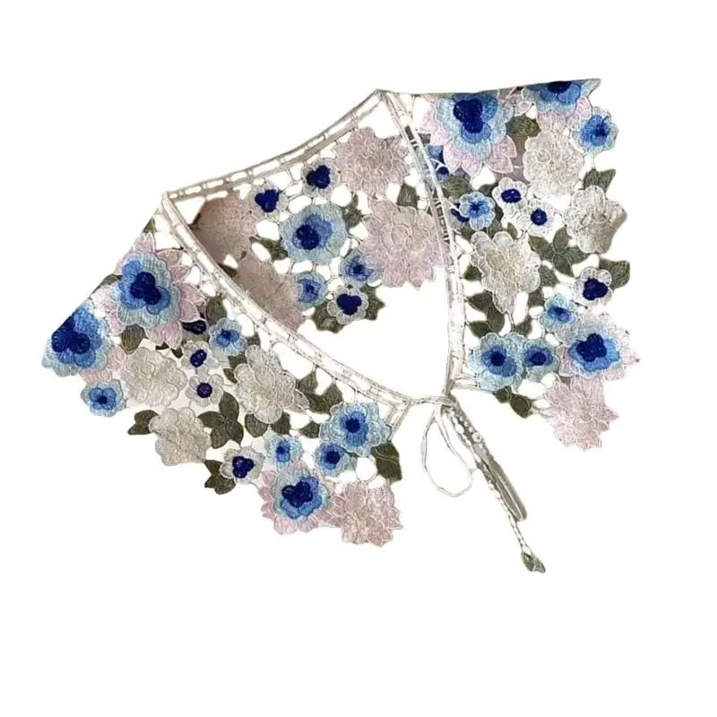 

652F Elegant Lace Crochet Shawl Decorative Flower Collar For Women Breathable And All Matching Great For Various Occasion