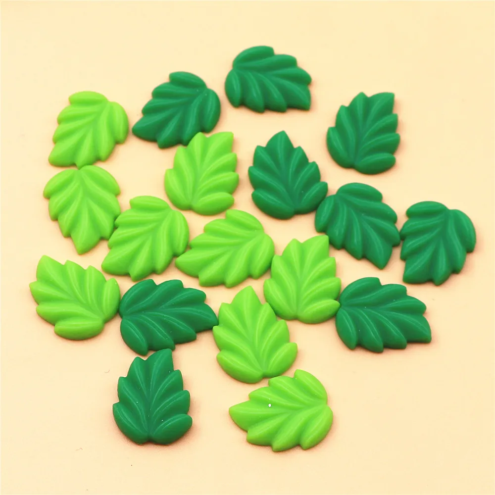 20pcs 16*19mm Mix Colors  Cute Resin Green Leaf Flatback Cabochon DIYJewelry/Craft Decoration Accessories
