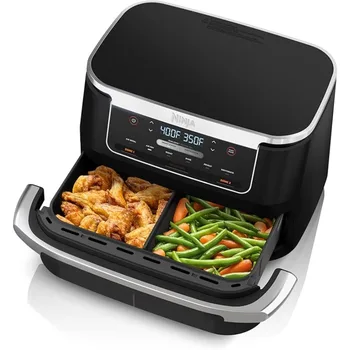 Image Ninja DZ071 Foodi 6-in-1 FlexBasket Air Fryer with 7-QT MegaZone & Basket Divider for Large Proteins & Full Meals