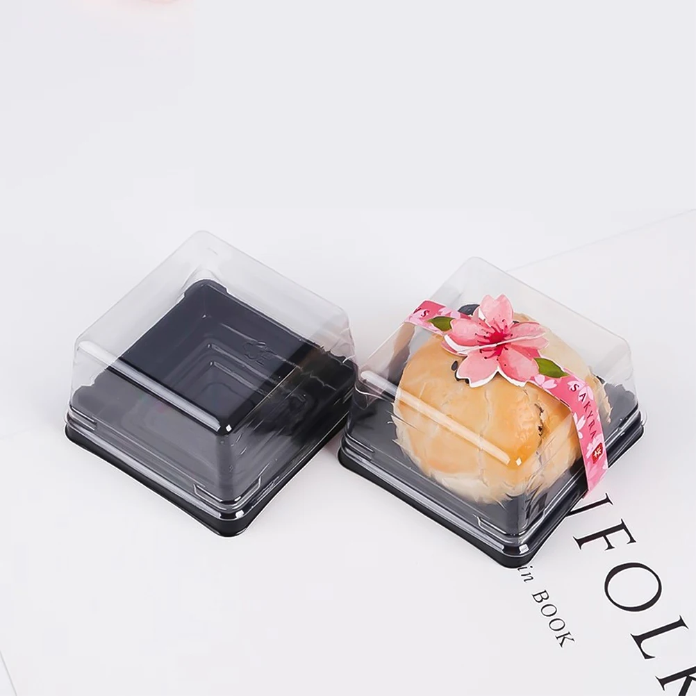 

100Pcs Plastic Clear Moon Cake Box Yolk Puff Holder Transparent Sealing Storage Container