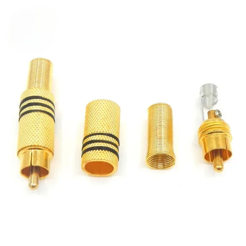 Gold Red Black Metal Spring RCA Connector Male Jack Plug AV Plugs For PC Audio Vedio Welding DIY Parts