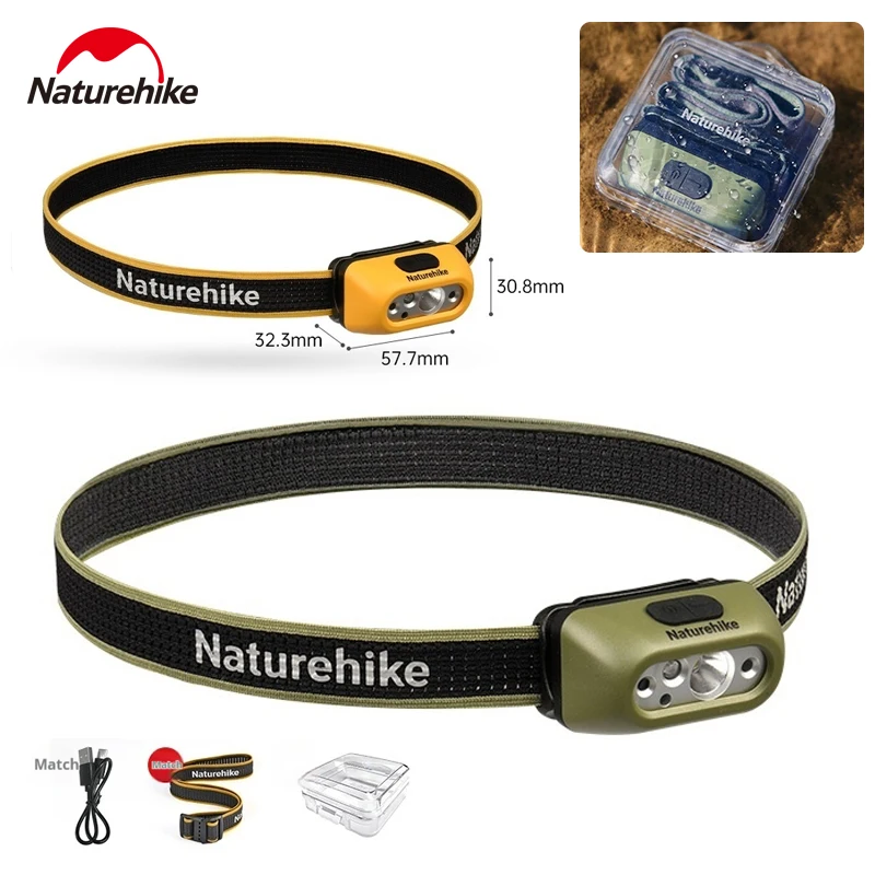 Naturehike Headlamp USB Rechargeable Red Ultralight Outdoor Waterproof IP65 Portable Fishing LED Headlight Motion Sensor Light