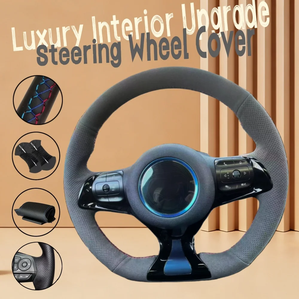 

Customiz Suede Leather Car Steering Wheel Cover Plus Dolphin 22-24-25 Atto 3 Atto 3 Ev 2022 Steering Wrap Cover For BYD Yuan