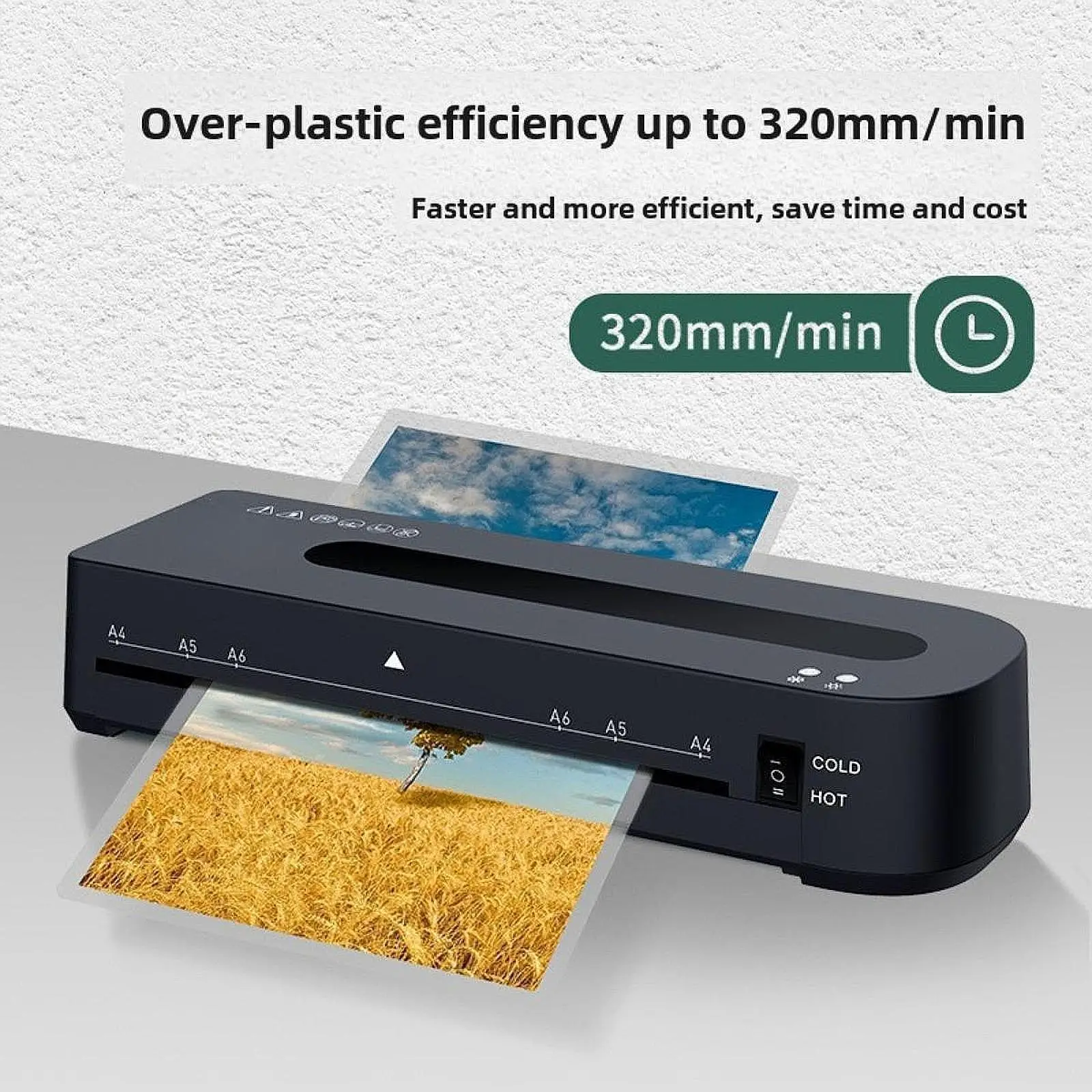Laminator Machine with Corner for A3/A4//A6 12.6inch with Pouch 120S Warm up for Office Teacher Use