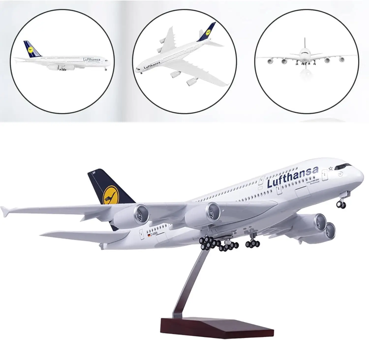 

Resin Aircraft Toy 1/160 Scale 50.5CM Airline Airbus 380 A380 Lufthansa Airplane Model Plane Diecast with LED
