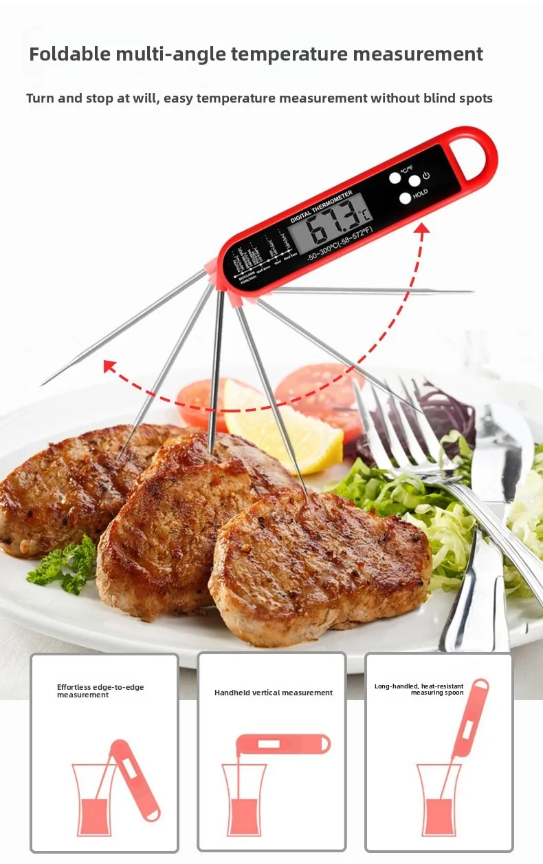 Professional Meat Thermometer Digital, Instant Read With High Accuracy Waterproof & Backlit For Grill, BBQ, Oven, Kitchen