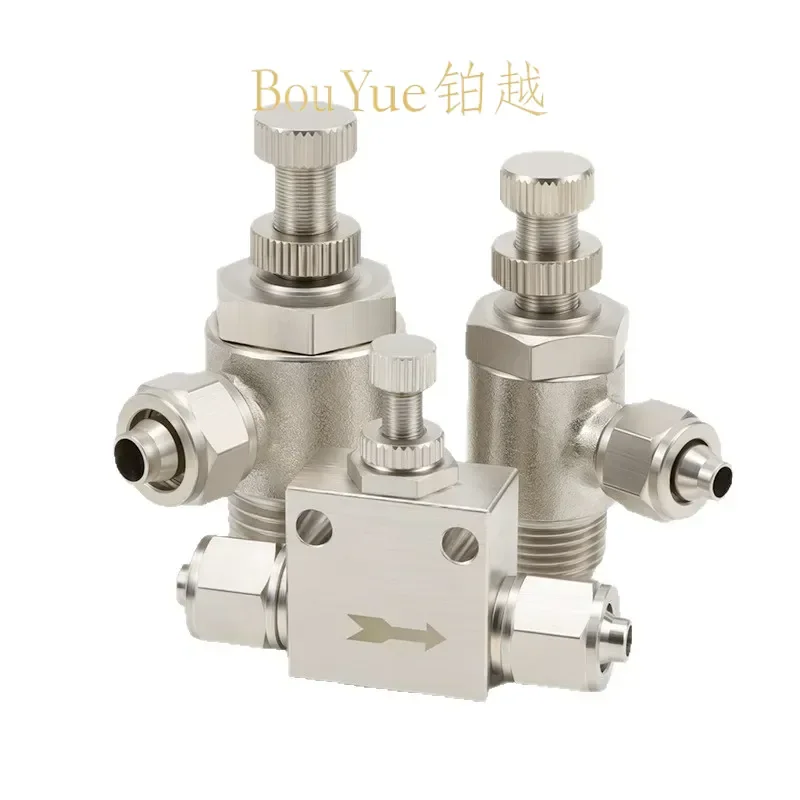 for SL6-01/8-02 Copper Pipe Quick Screw Joint Unidirectional Limit Cylinder Metal Pneumatic Quick Screw Throttle Valve